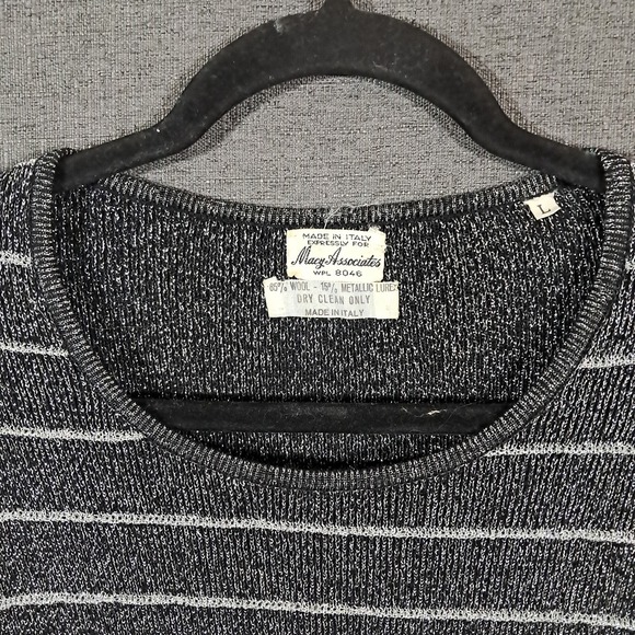 Vtg 50s Macys Associates‎ Wool Pullover Sweater Metallic Italy Large Black - Picture 9 of 11